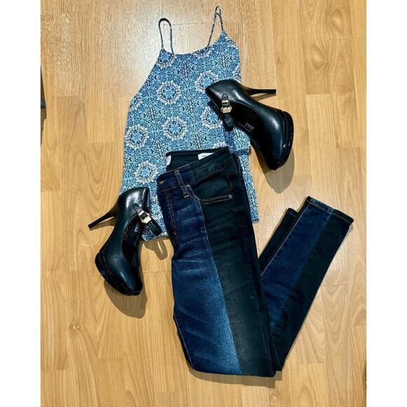 Anthropologie Paper Crane Women’s Sleeveless Flowy Printed Blouse Blue - Picture 2 of 6